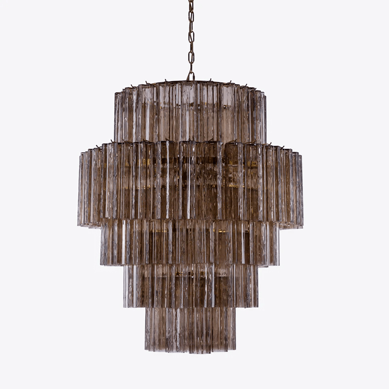 Rina Firenze Five-Tier Glass Chandelier in Polished Gold