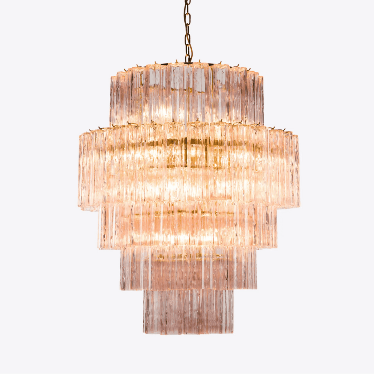 Rina Firenze Five-Tier Glass Chandelier in Polished Gold