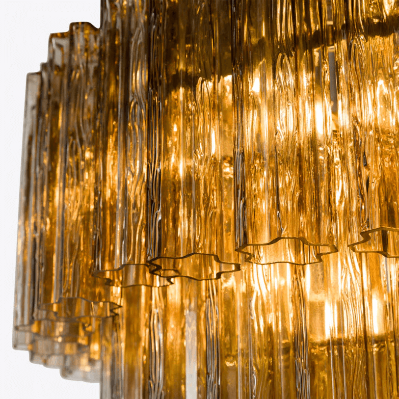 Rina Firenze Five-Tier Glass Chandelier in Polished Gold