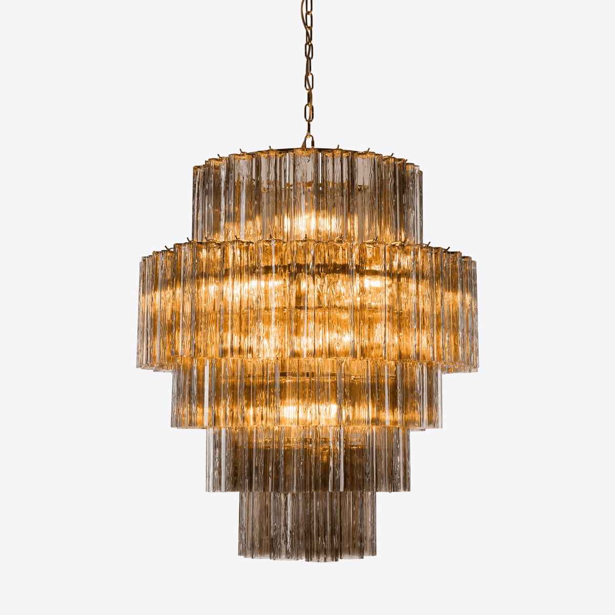 Rina Firenze Five-Tier Glass Chandelier in Polished Gold