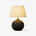 Terra Noir Textured Ceramic Table Lamp with Linen Shade
