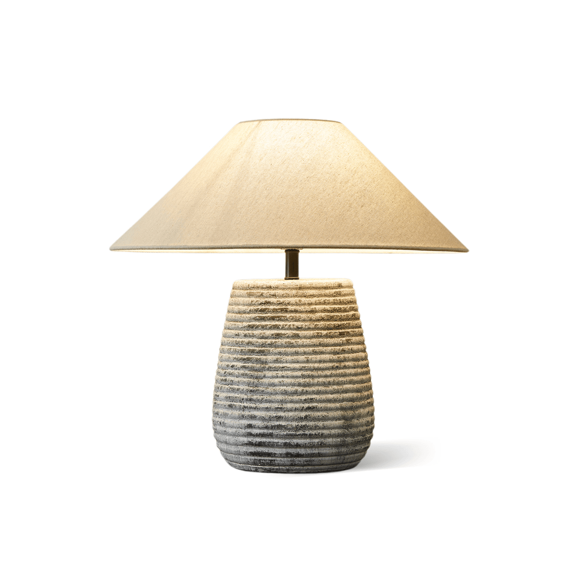 Callisto Ribbed Ceramic Table Lamp with Linen Shade