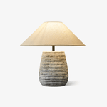 Callisto Ribbed Ceramic Table Lamp with Linen Shade
