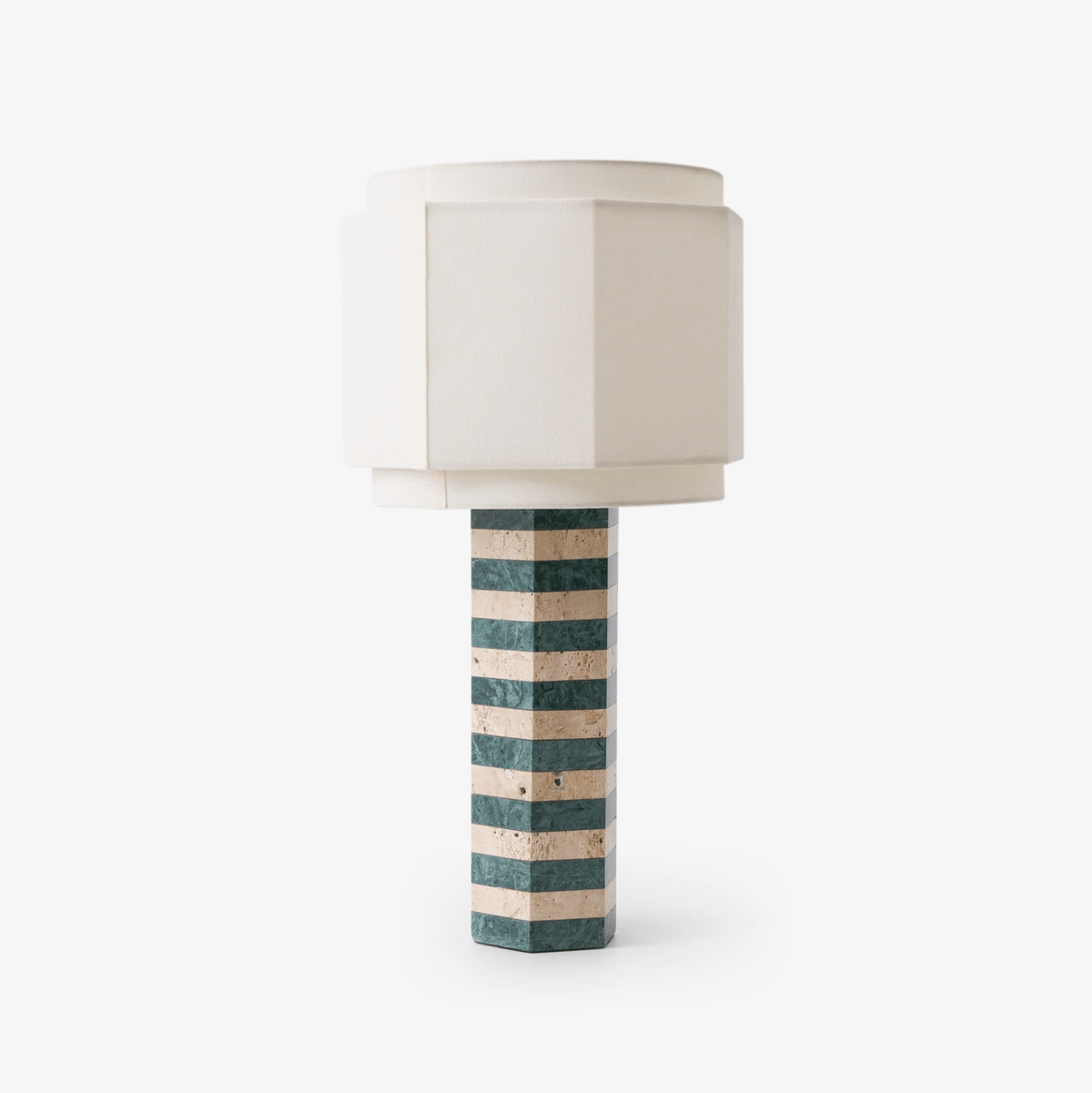 Modari Striped Stone Table Lamp – Travertine & Marble Sculptural Accent Light