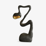Myrrh Sculptural Floor Lamp in Matte Black with Gold Interior