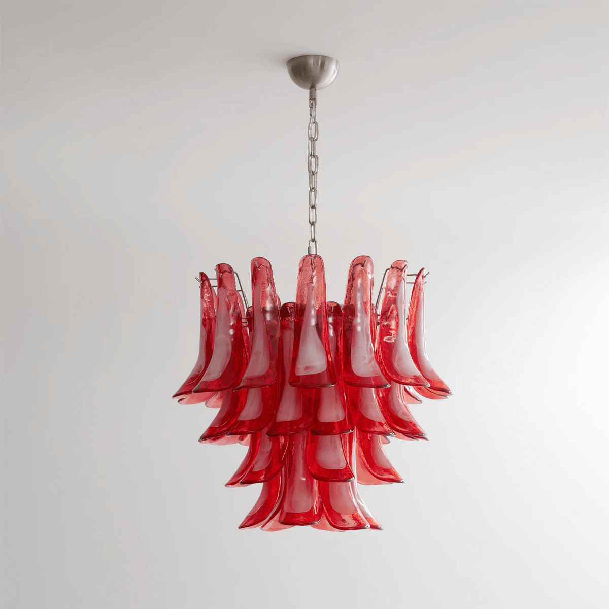 Crimson Glass Petals Chandelier – Murano Style Modern Chandelier for Dining Room and Living Room