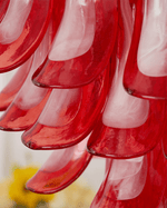 Crimson Glass Petals Chandelier – Murano Style Modern Chandelier for Dining Room and Living Room