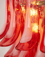 Crimson Glass Petals Chandelier – Murano Style Modern Chandelier for Dining Room and Living Room