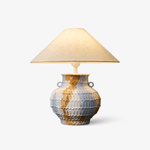 Lumaqua Ceramic Table Lamp with Fabric Shade for Bedroom and Living Room