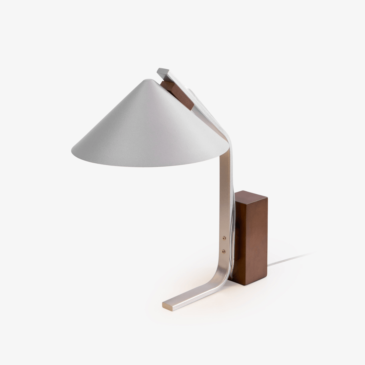 Arclune Modern Walnut Wood Desk Lamp with Aluminum Arc Shade