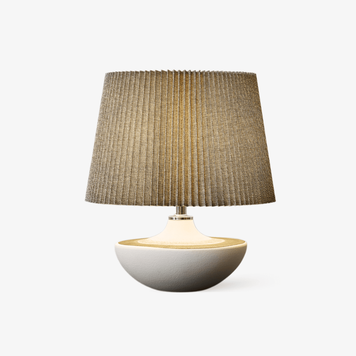 Cordelle Sculptural Ceramic Table Lamp with Pleated Fabric Shade
