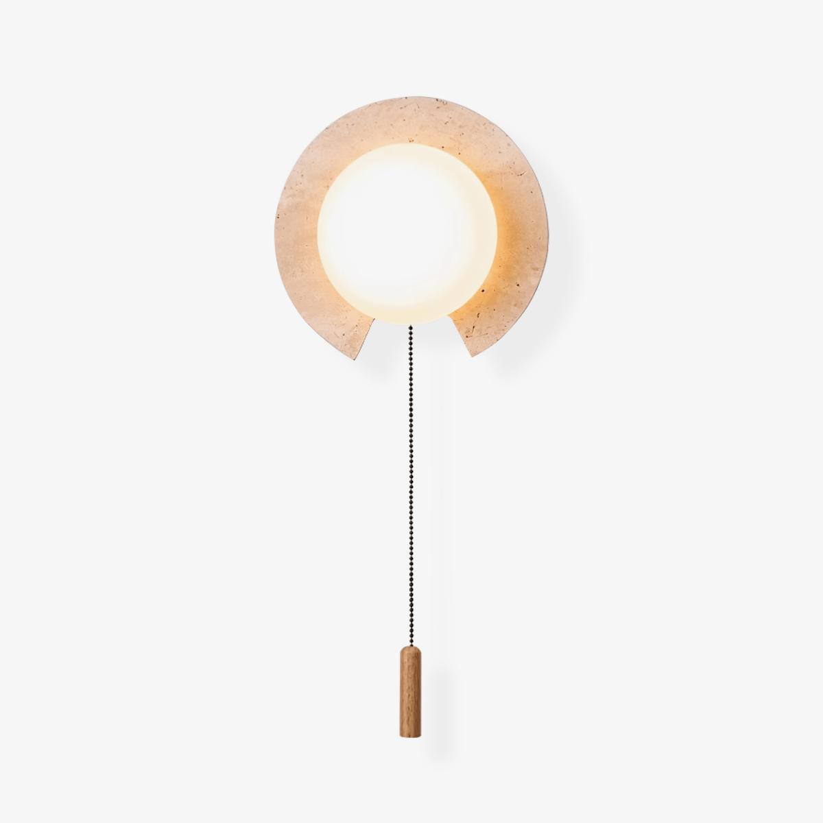 Solclip Travertine Wall Sconce with Pull Chain – Modern Natural Stone Lighting