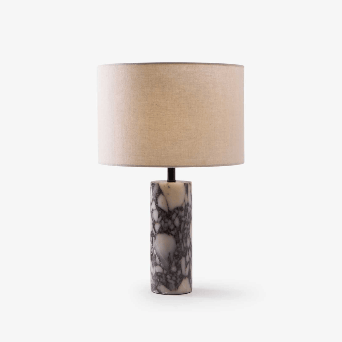 Ardena Marble Table Lamp with Linen Shade for Bedroom and Living Room