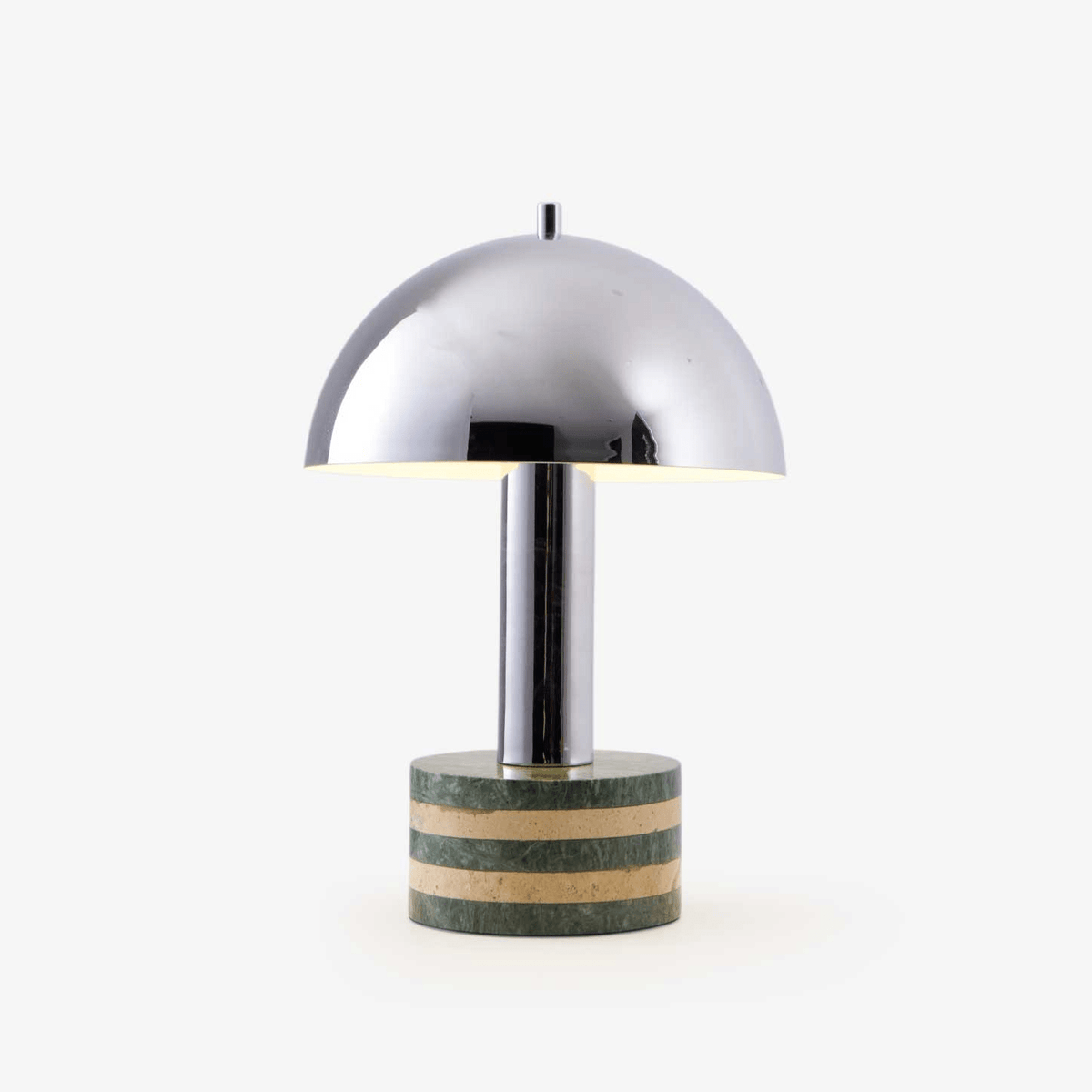 Luno Chrome Table Lamp with Green Marble Base – Modern Designer Desk Light