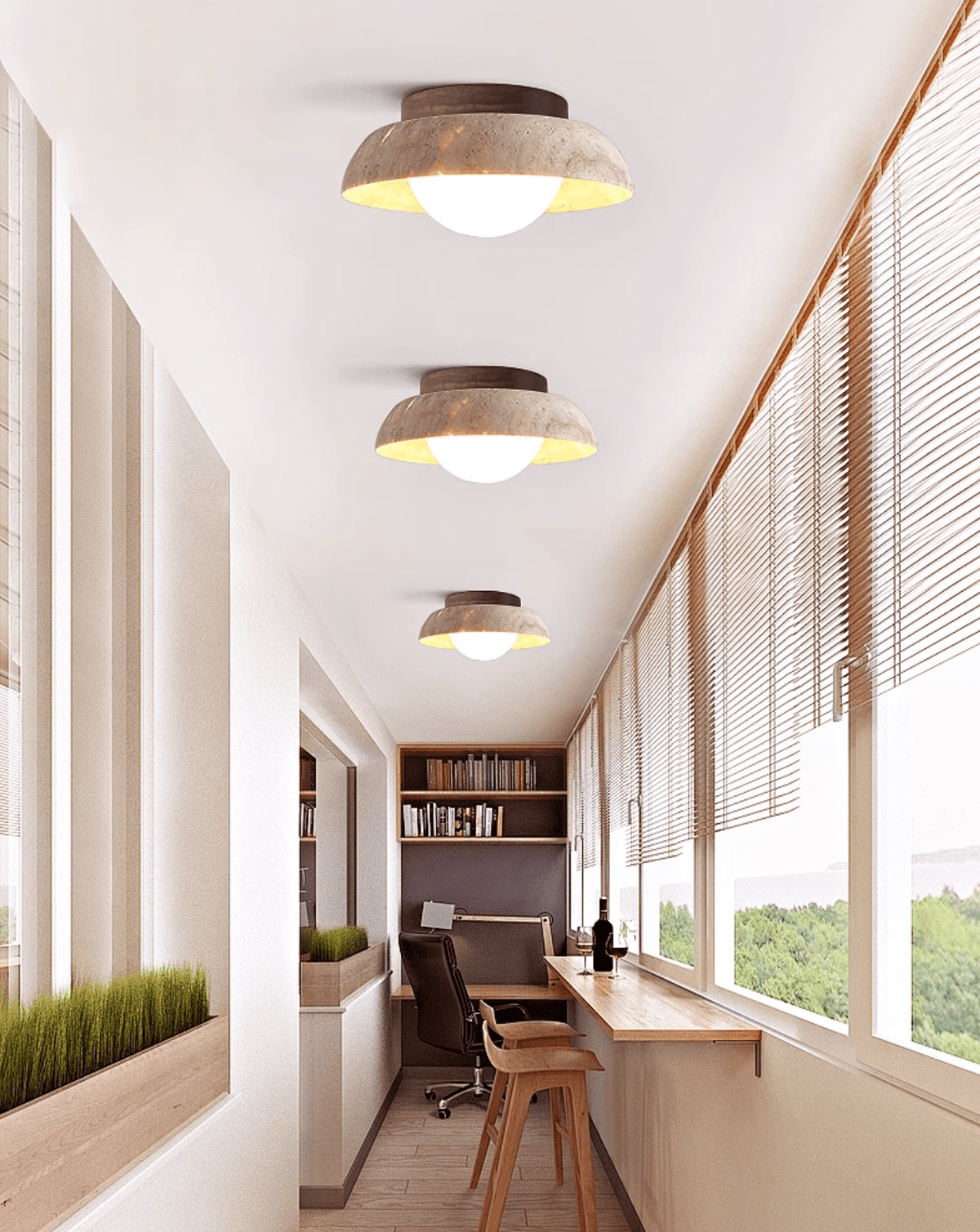 Caelo Travertine Dome LED Ceiling Light – Modern Flush Mount for Bedroom & Living Room