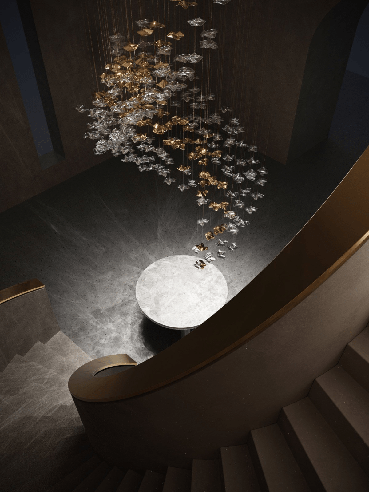 Tidal Art Glass Chandelier – Modern Cascading LED Pendant Light