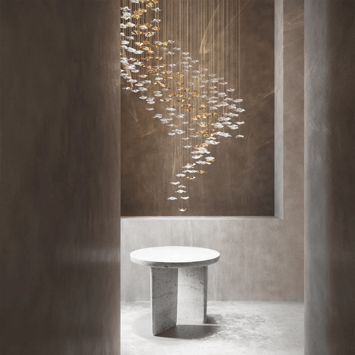 Tidal Art Glass Chandelier – Modern Cascading LED Pendant Light