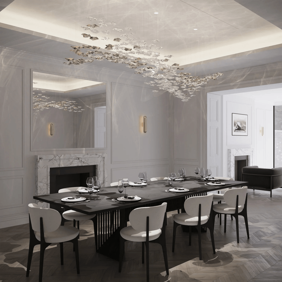 Tidal Art Glass Chandelier – Modern Cascading LED Pendant Light