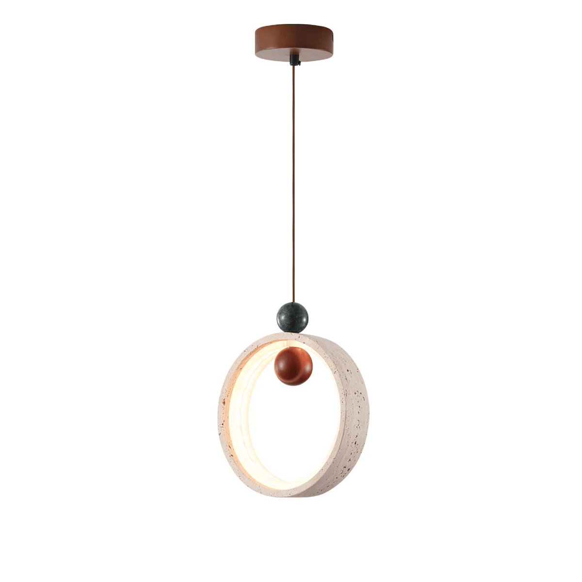 Orvion Sculptural Travertine Pendant Light with LED Illumination