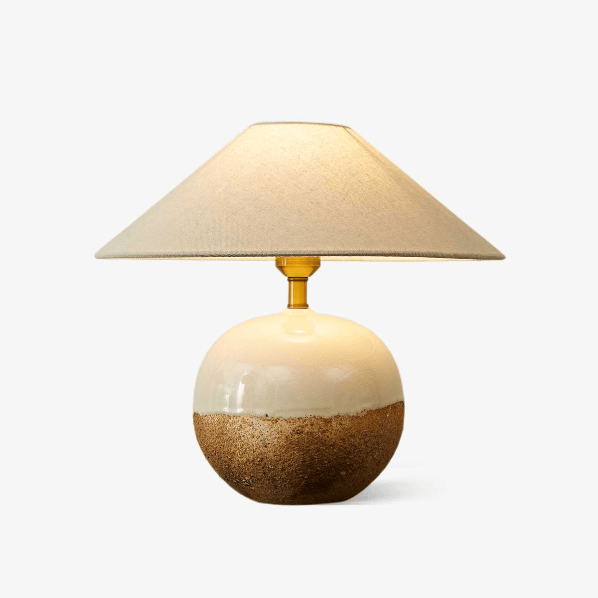 Alba Terra Ceramic Table Lamp with Linen Shade for Bedroom and Living Room