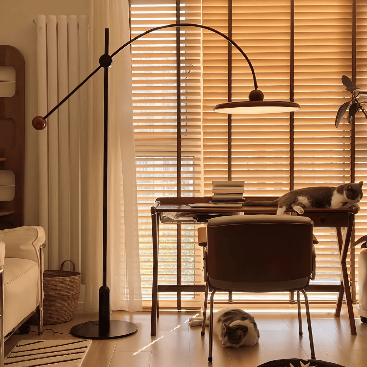 Lola Floor Lamp – Sculptural Modern LED Floor Lamp with Asymmetrical Red Shade