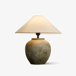 Terra Vessel Ceramic Table Lamp with Linen Shade for Living Room and Bedroom
