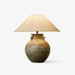 Verdigris Ceramic Table Lamp with Fabric Shade for Living Room