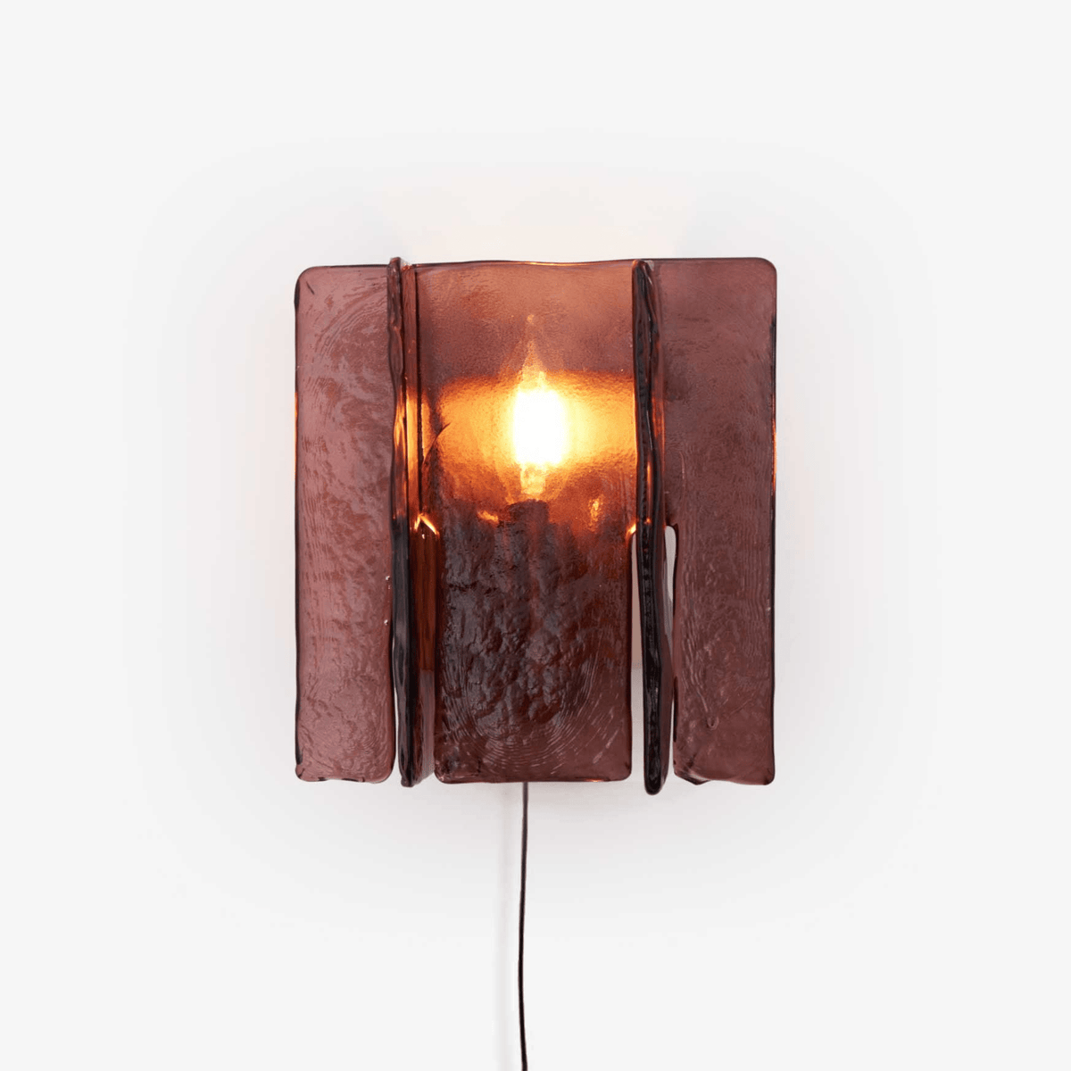Blason Plug-In Wall Sconce in Gold Brass with Wine-Red Glass
