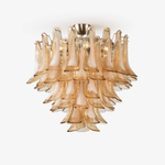 Amber Petal Glass Chandelier Ceiling Light for Dining Room and Foyer