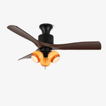 Lumo Orb Ceiling Fan Light with Amber Glass Globes and Walnut Blades