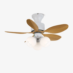 Palm Leaf Ceiling Fan Light with Frosted Globes, 32"