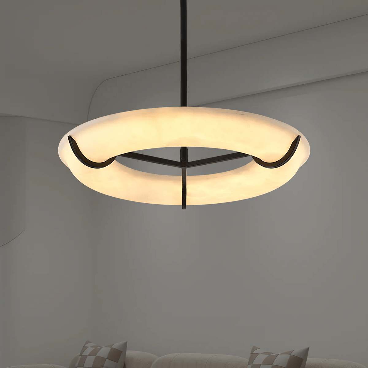 Carve Alabaster Ring Pendant Light – Modern Minimalist LED Chandelier