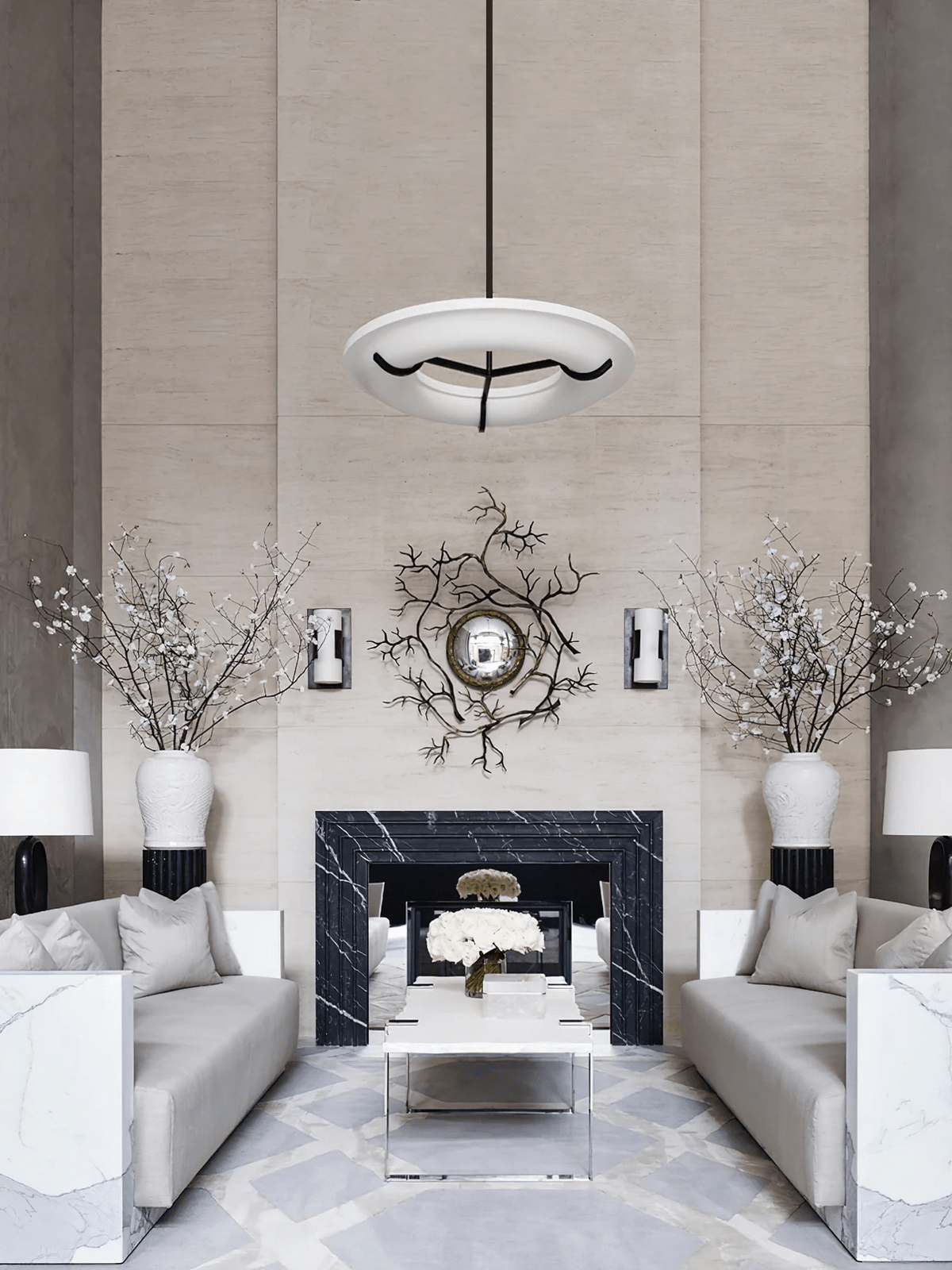 Carve Alabaster Ring Pendant Light – Modern Minimalist LED Chandelier