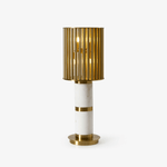 Gilded Cage Table Lamp – Sculptural White Marble & Gold Table Light