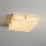 Square Alabaster Ceiling Light – Modern Flush Mount with Brass Accents
