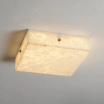 Square Alabaster Ceiling Light – Modern Flush Mount with Brass Accents