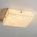 Square Alabaster Ceiling Light – Modern Flush Mount with Brass Accents