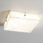 Square Alabaster Ceiling Light – Modern Flush Mount with Brass Accents