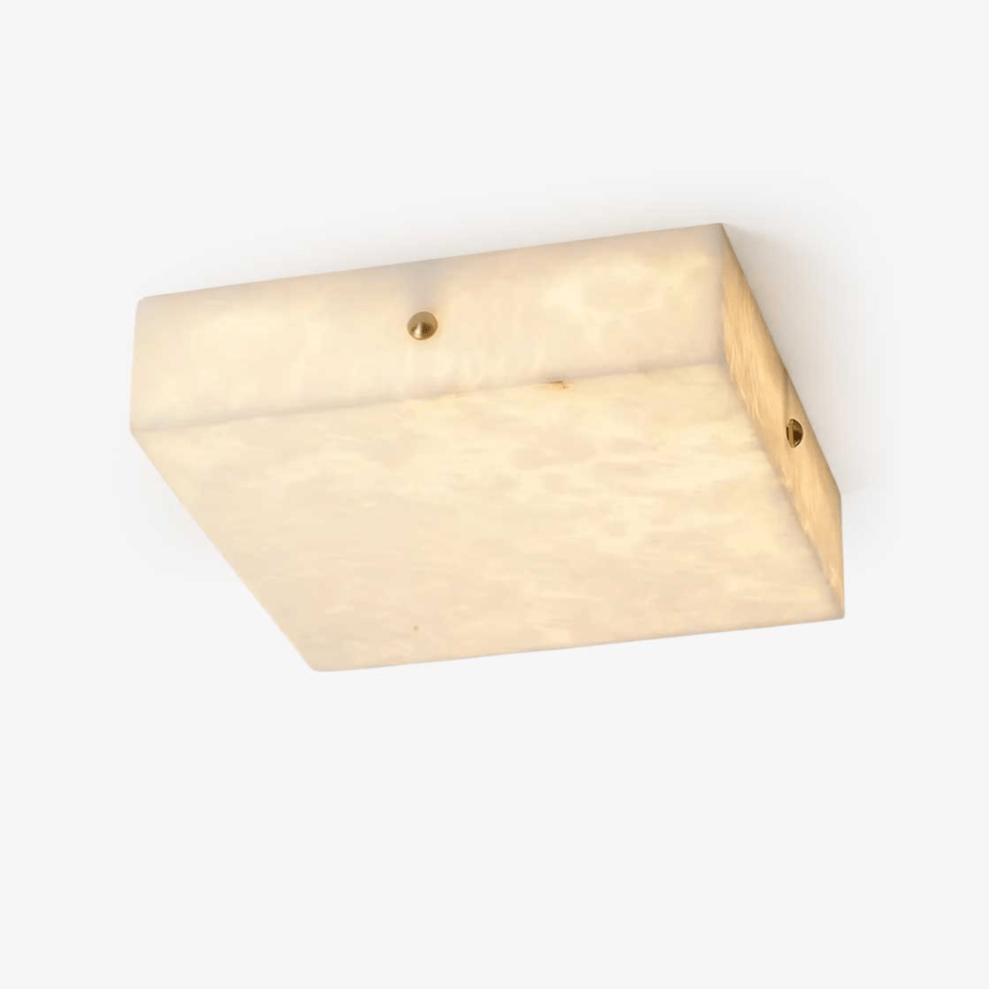 Square Alabaster Ceiling Light – Modern Flush Mount with Brass Accents