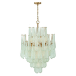 Ollie Drop Chandelier — Textured Glass Teardrop Pendant Light in Gold