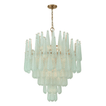 Ollie Drop Chandelier — Textured Glass Teardrop Pendant Light in Gold