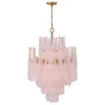 Ollie Drop Chandelier — Textured Glass Teardrop Pendant Light in Gold