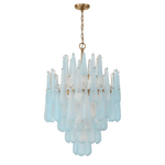 Ollie Drop Chandelier — Textured Glass Teardrop Pendant Light in Gold