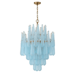 Ollie Drop Chandelier — Textured Glass Teardrop Pendant Light in Gold