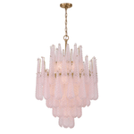 Ollie Drop Chandelier — Textured Glass Teardrop Pendant Light in Gold