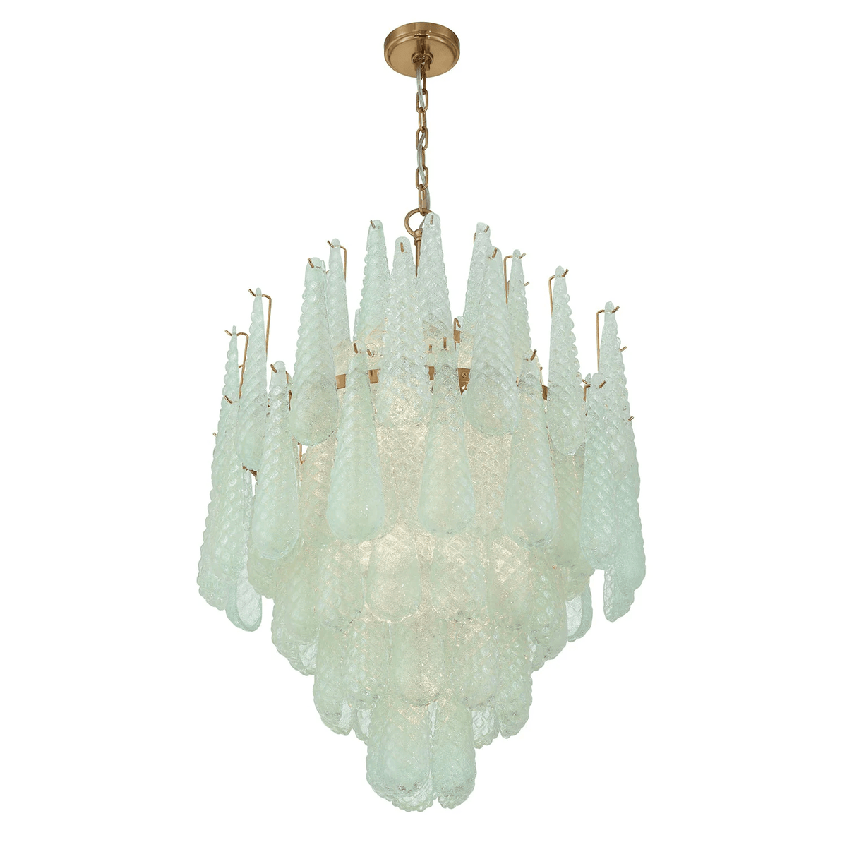 Ollie Drop Chandelier — Textured Glass Teardrop Pendant Light in Gold