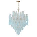 Ollie Drop Chandelier — Textured Glass Teardrop Pendant Light in Gold