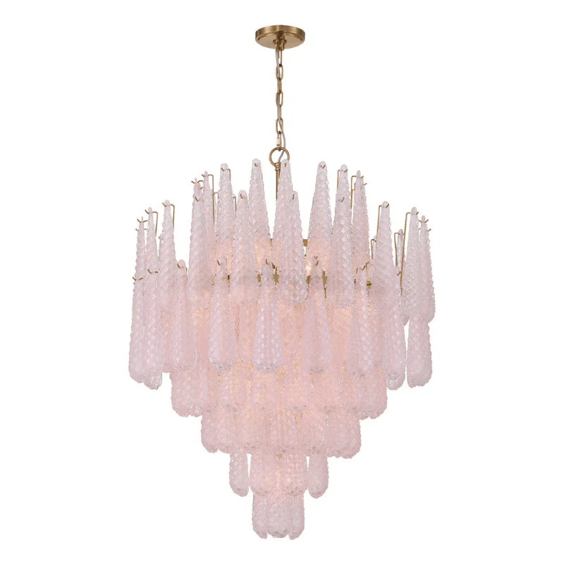 Ollie Drop Chandelier — Textured Glass Teardrop Pendant Light in Gold