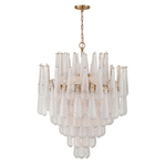Ollie Drop Chandelier — Textured Glass Teardrop Pendant Light in Gold
