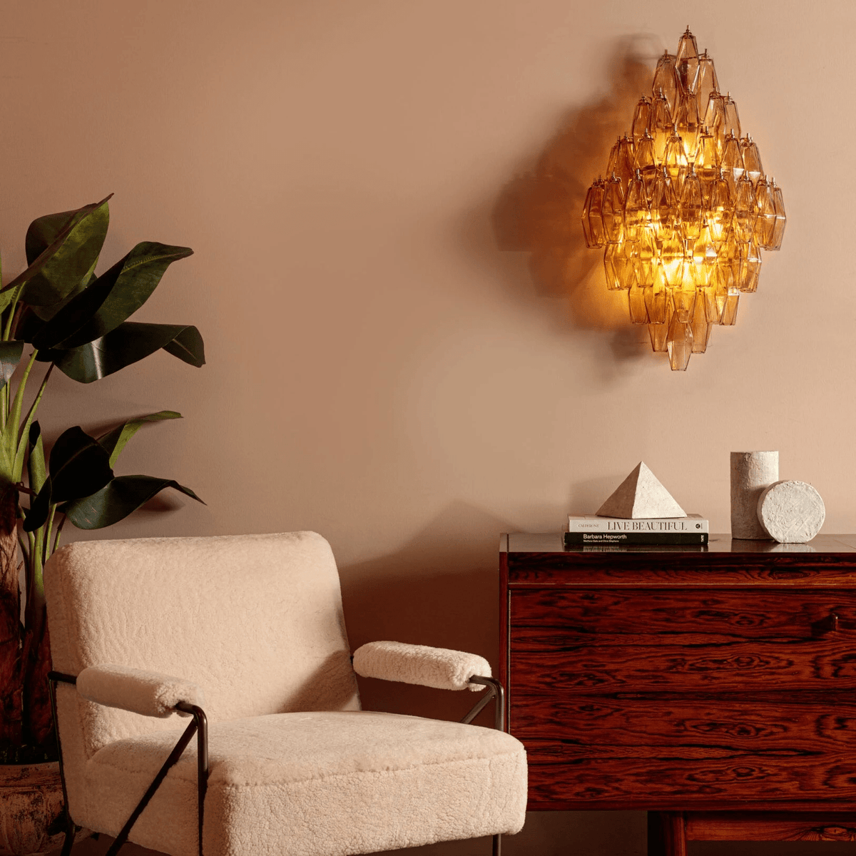 Sorrento Wall Sconce in Brass with Multicolored Glass Shades